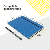 Flexible Dotted Notebook | Blue Geometric Pattern | Free pencil | A5