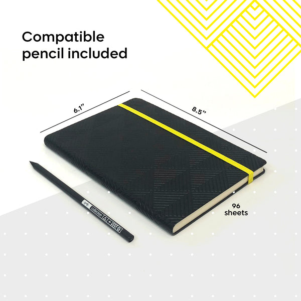 Flexible Dotted Notebook | Black Geometric pattern | Free pencil  | A5