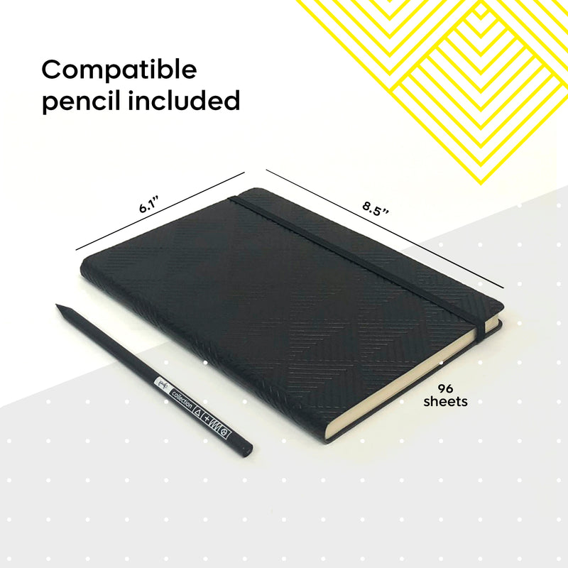Flexible Dotted Notebook | Black Geometric pattern | Free pencil | A5