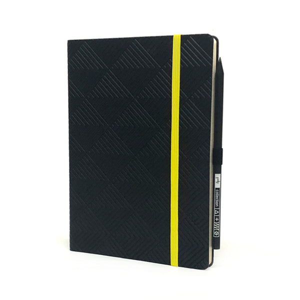 Flexible Dotted Notebook | Black Geometric pattern | Free pencil  | A5