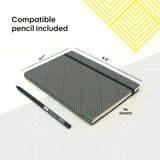 Flexible Dotted Notebook | Gray Geometric pattern | Free Pencil | A5